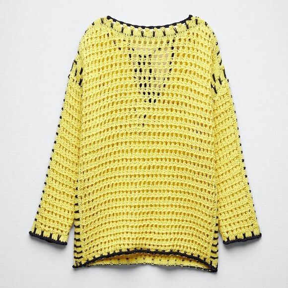 ZARA KNIT SWEATER WITH CONTRAST TOPSTITCHING NEW - Picture 8 of 9